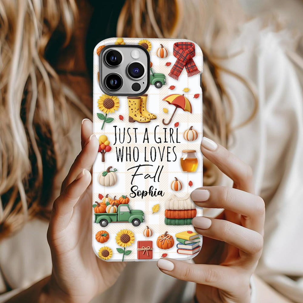 Just A Girl Who Loves Fall - Personalized Autumn Full Print Phone Case