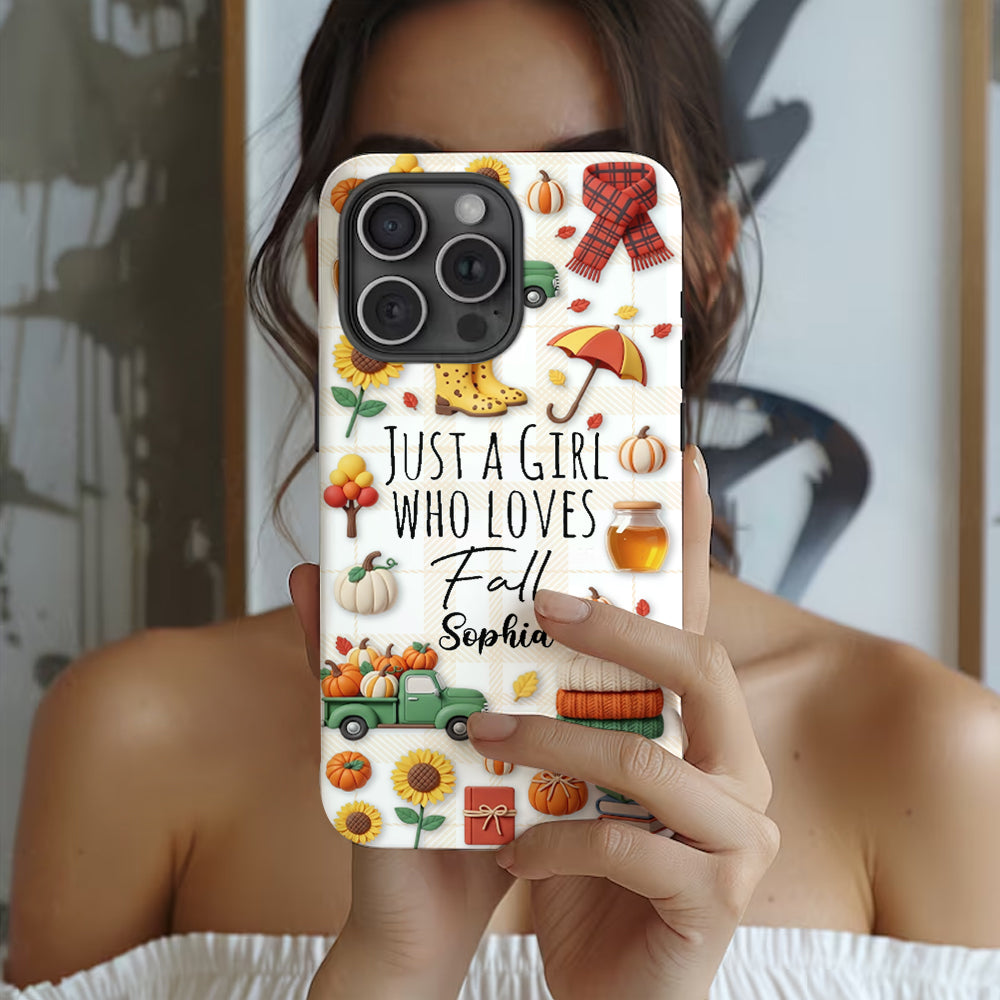 Just A Girl Who Loves Fall - Personalized Autumn Full Print Phone Case