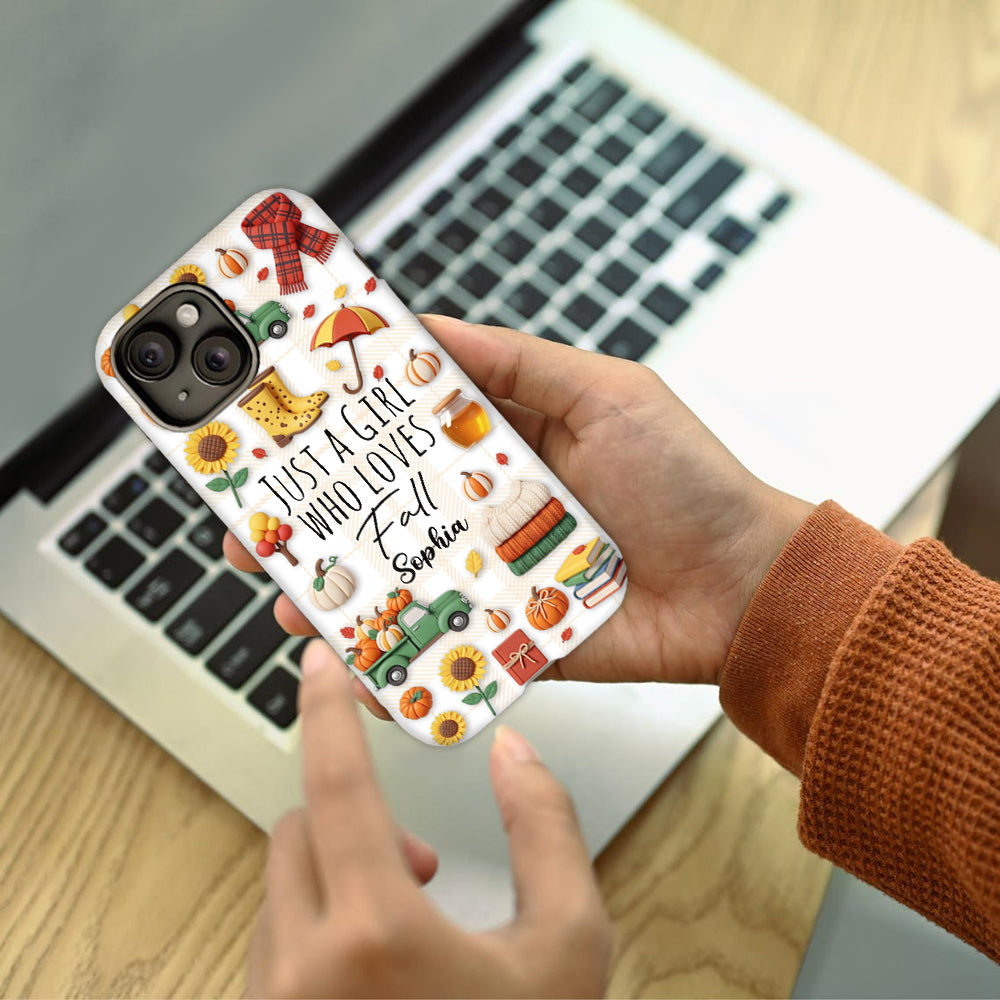 Just A Girl Who Loves Fall - Personalized Autumn Full Print Phone Case