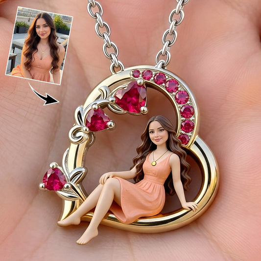 Birthstone Gift - Personalized Birth Stone Shaped Metal Pendant Necklace