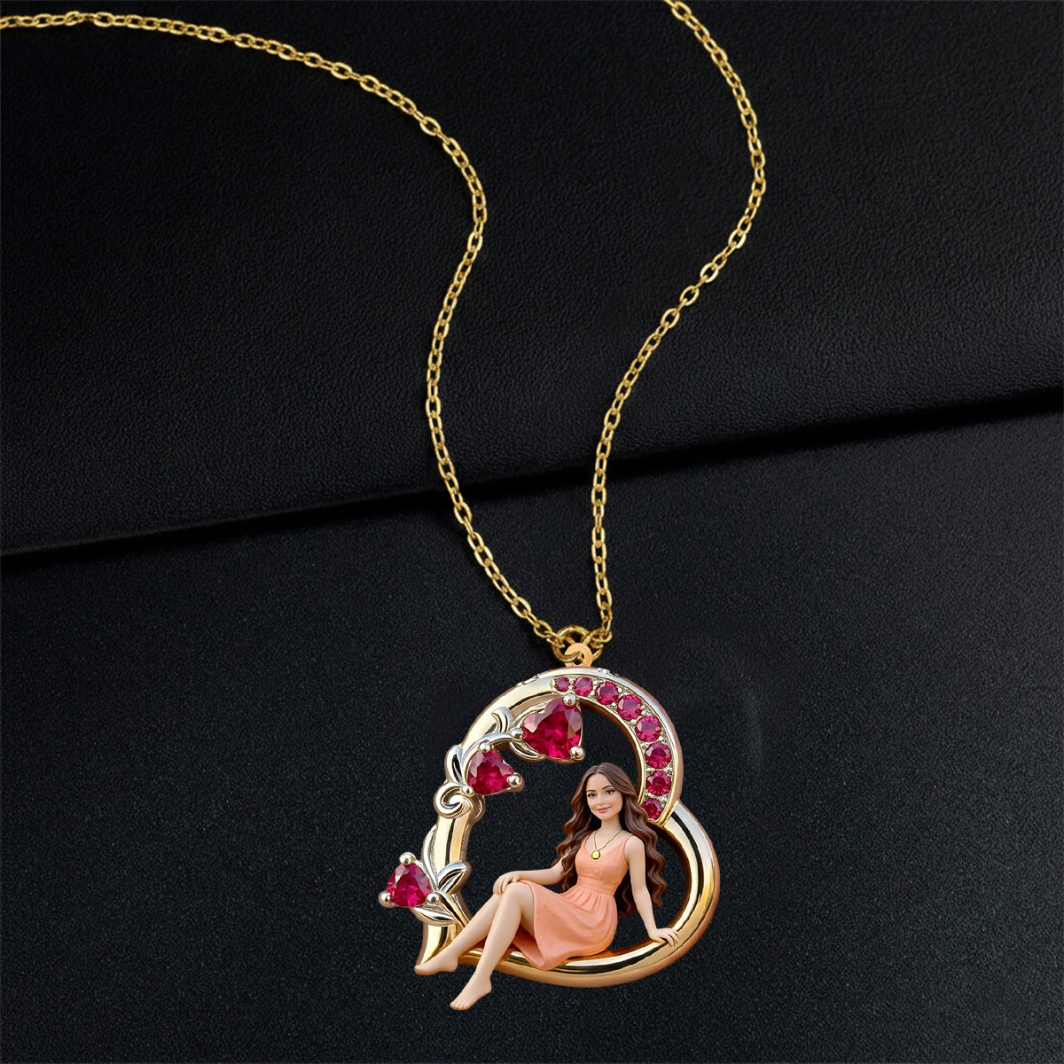 Birthstone Gift - Personalized Birth Stone Shaped Metal Pendant Necklace