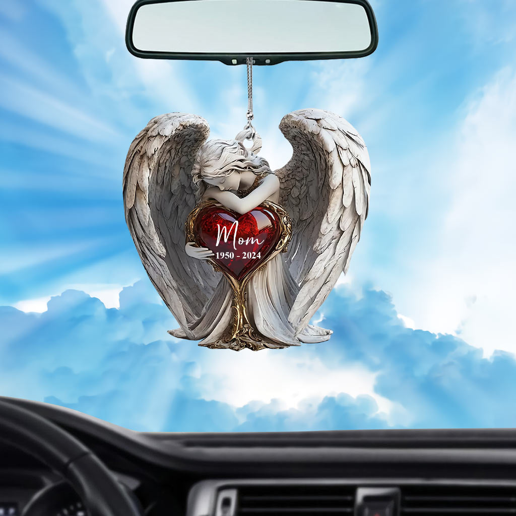 On Angels Wings - Personalized Memorial Car Ornament