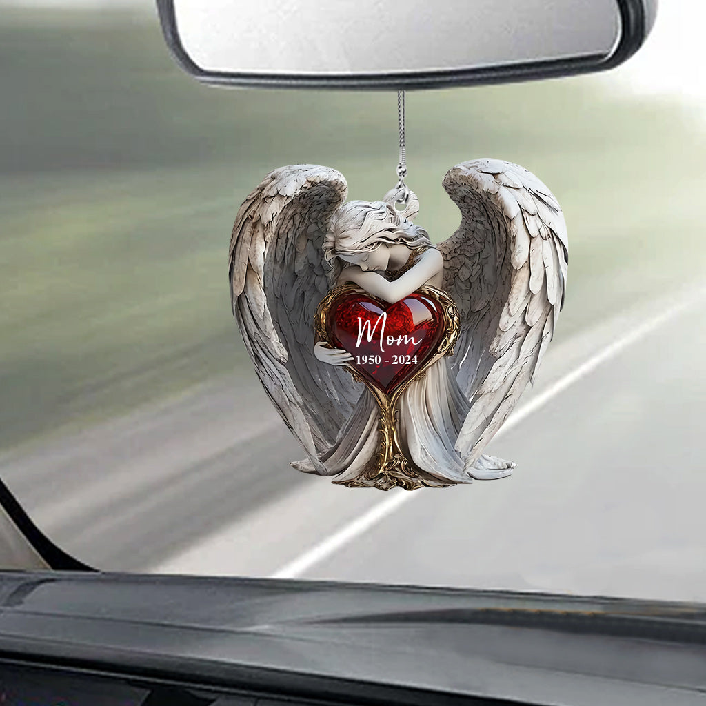 On Angels Wings - Personalized Memorial Car Ornament
