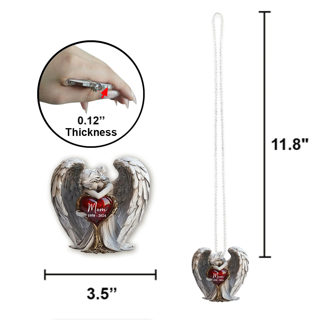 On Angels Wings - Personalized Memorial Car Ornament