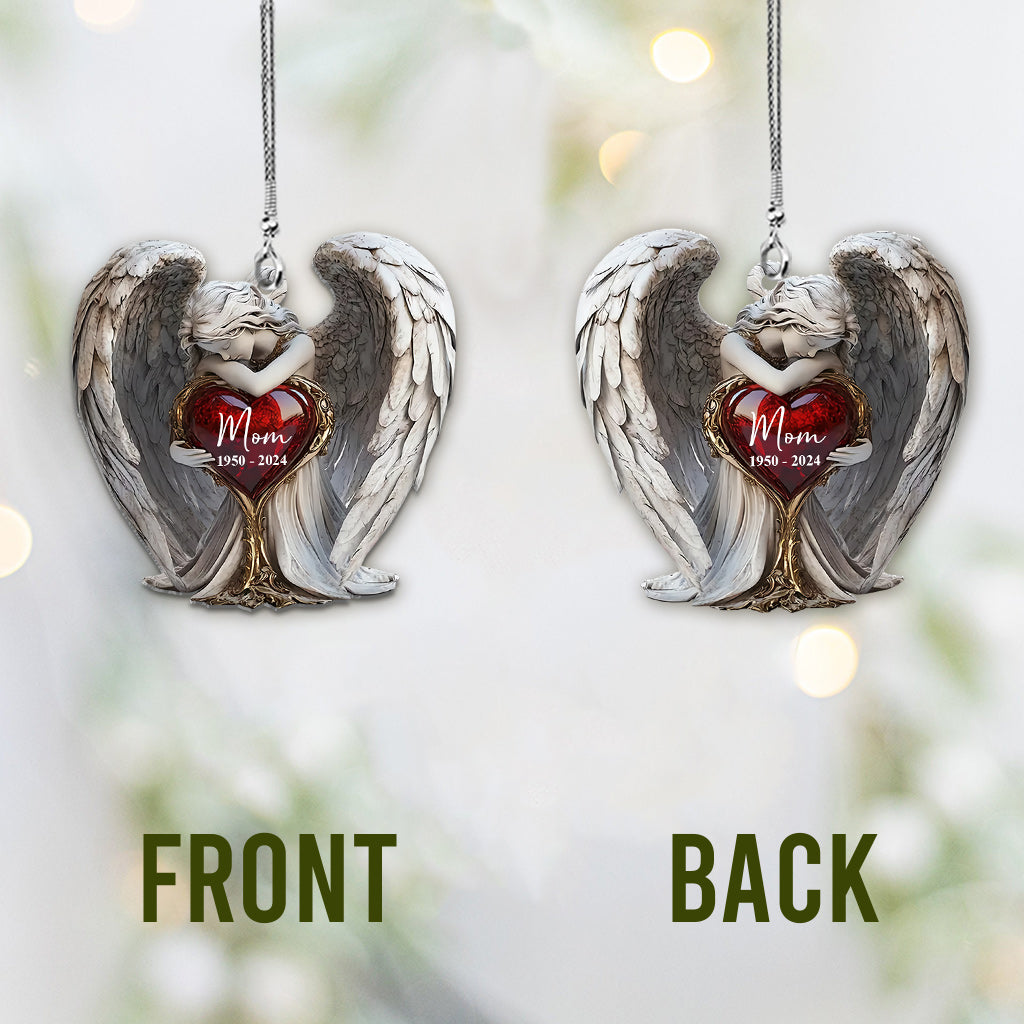 On Angels Wings - Personalized Memorial Car Ornament