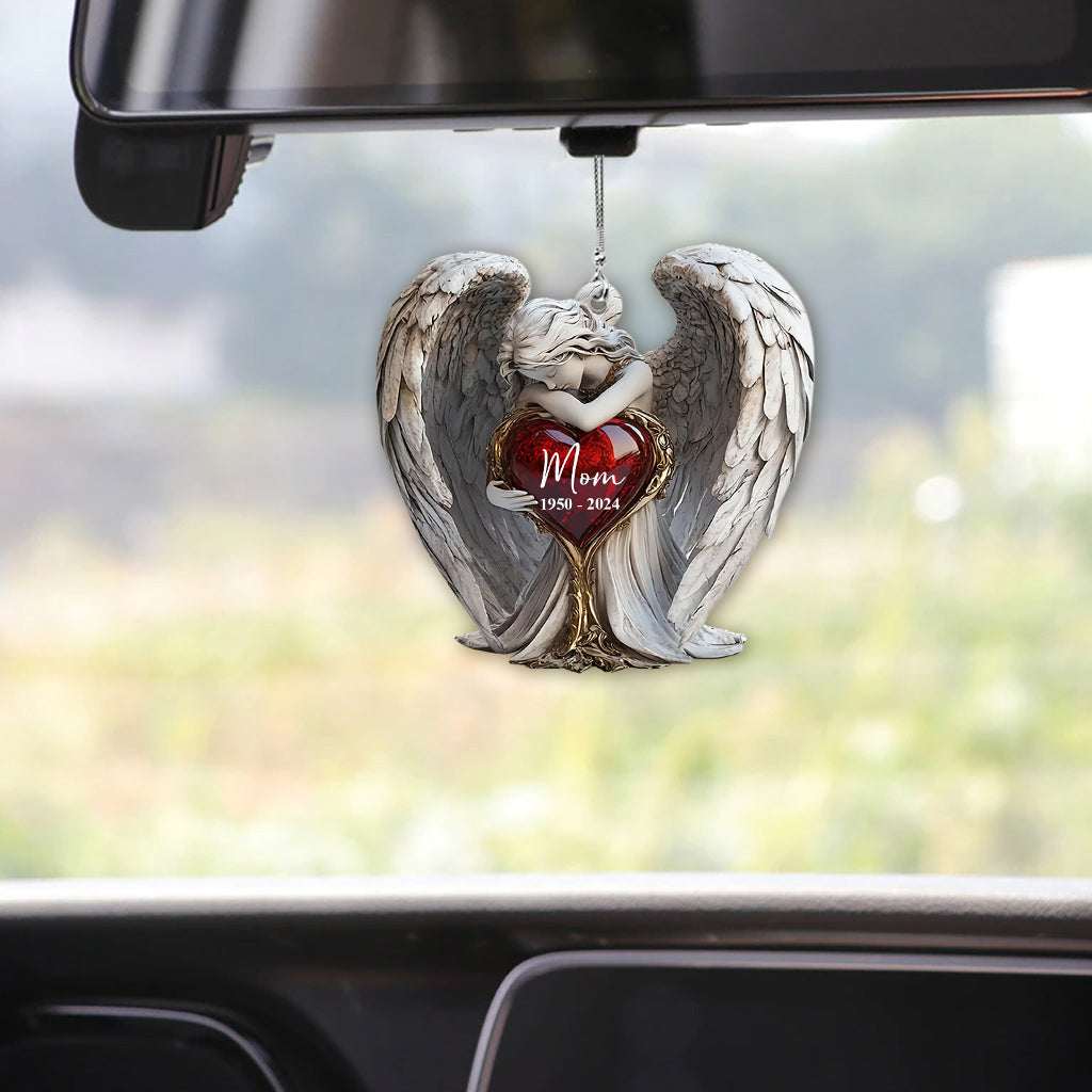 On Angels Wings - Personalized Memorial Car Ornament