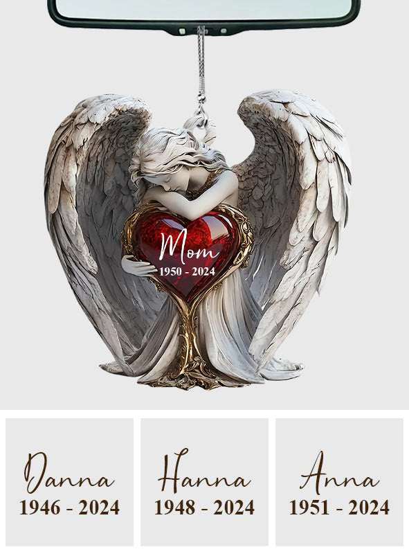 On Angels Wings - Personalized Memorial Car Ornament