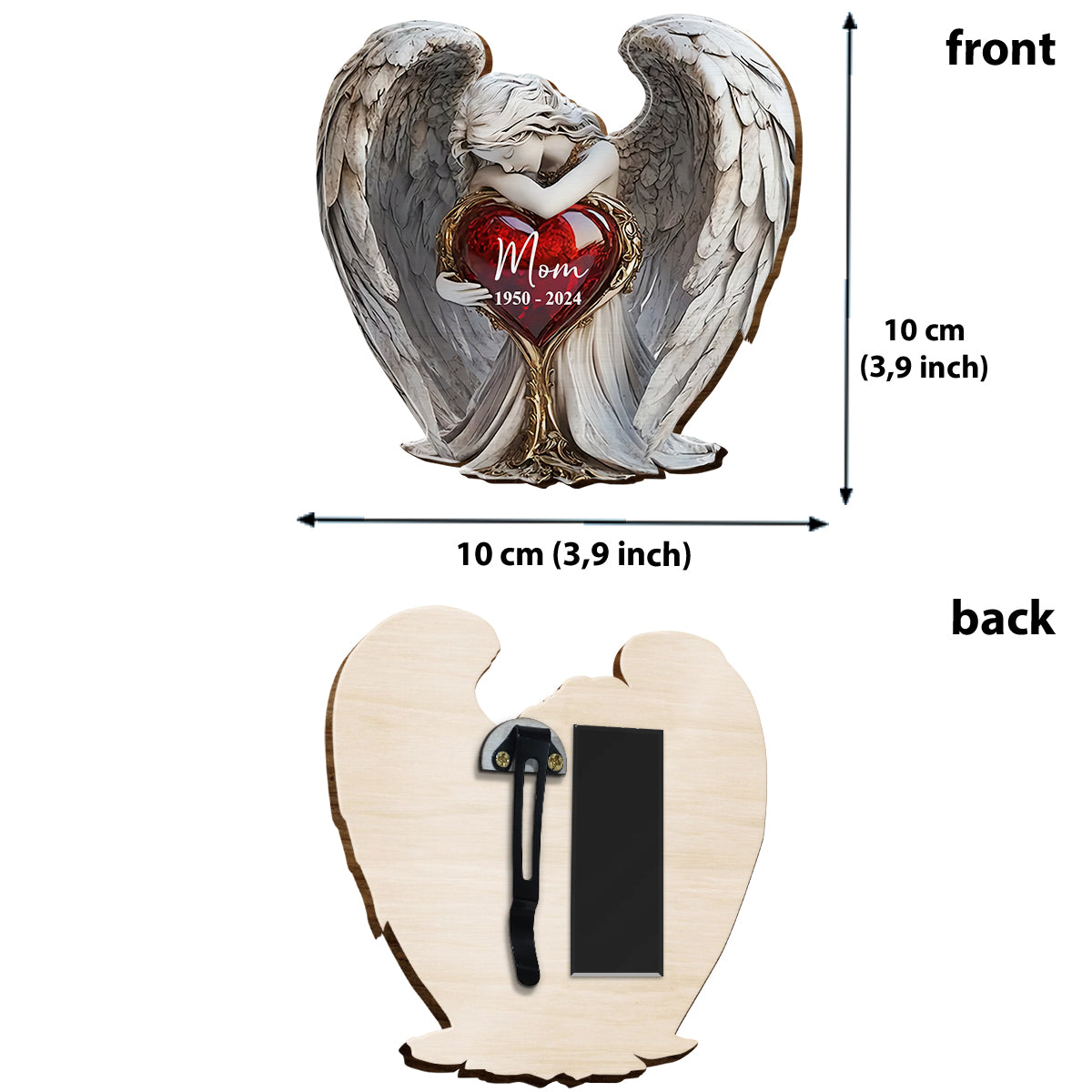 On Angels Wings - Personalized Memorial Shaped Car Visor Clip