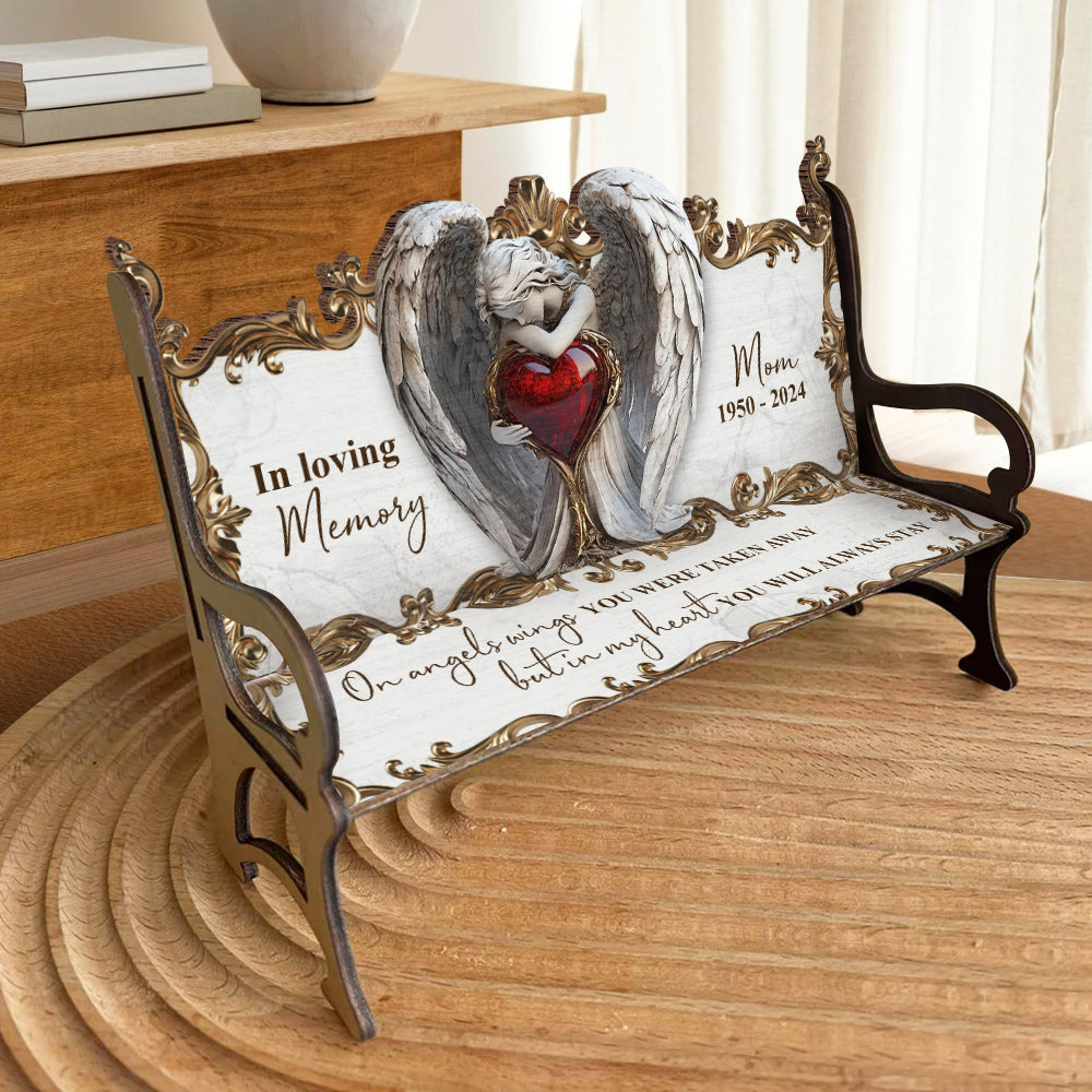 On Angels Wings - Personalized Memorial Wooden Bench
