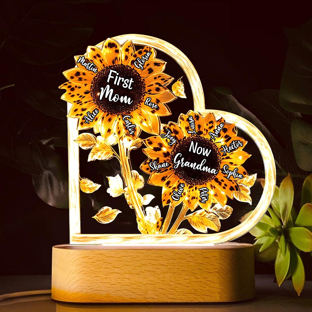 First Mom Now Grandma - Personalized Grandma Shaped Plaque Light Base