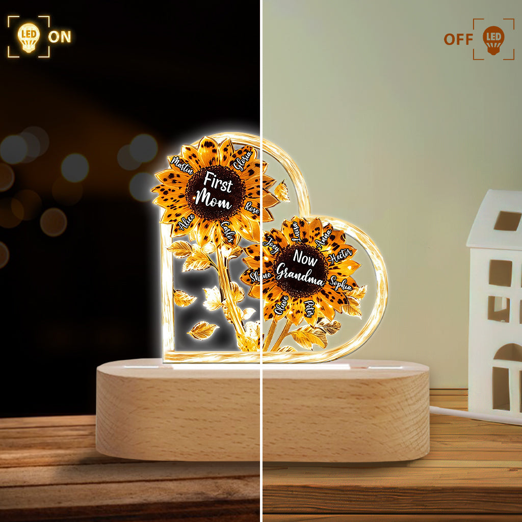 First Mom Now Grandma - Personalized Grandma Shaped Plaque Light Base