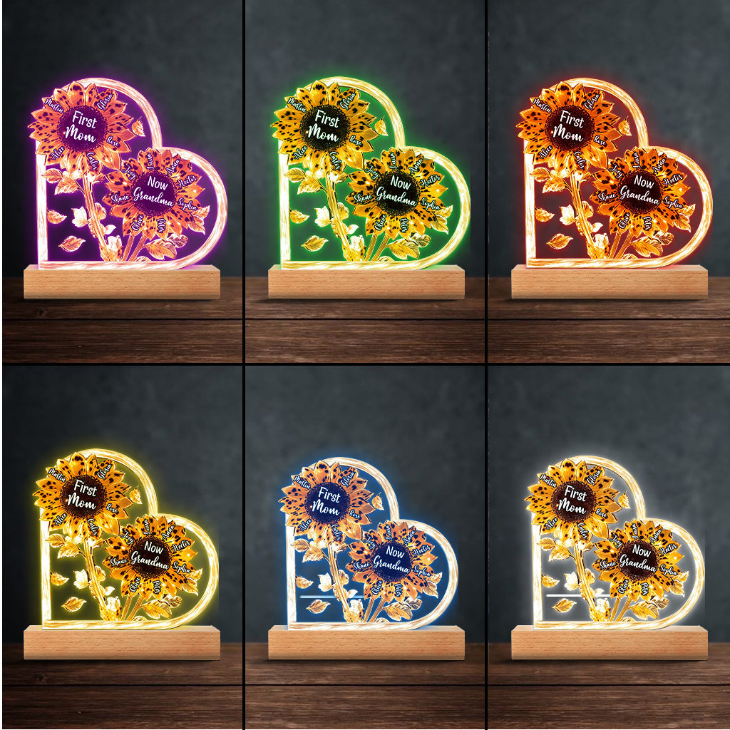 First Mom Now Grandma - Personalized Grandma Shaped Plaque Light Base
