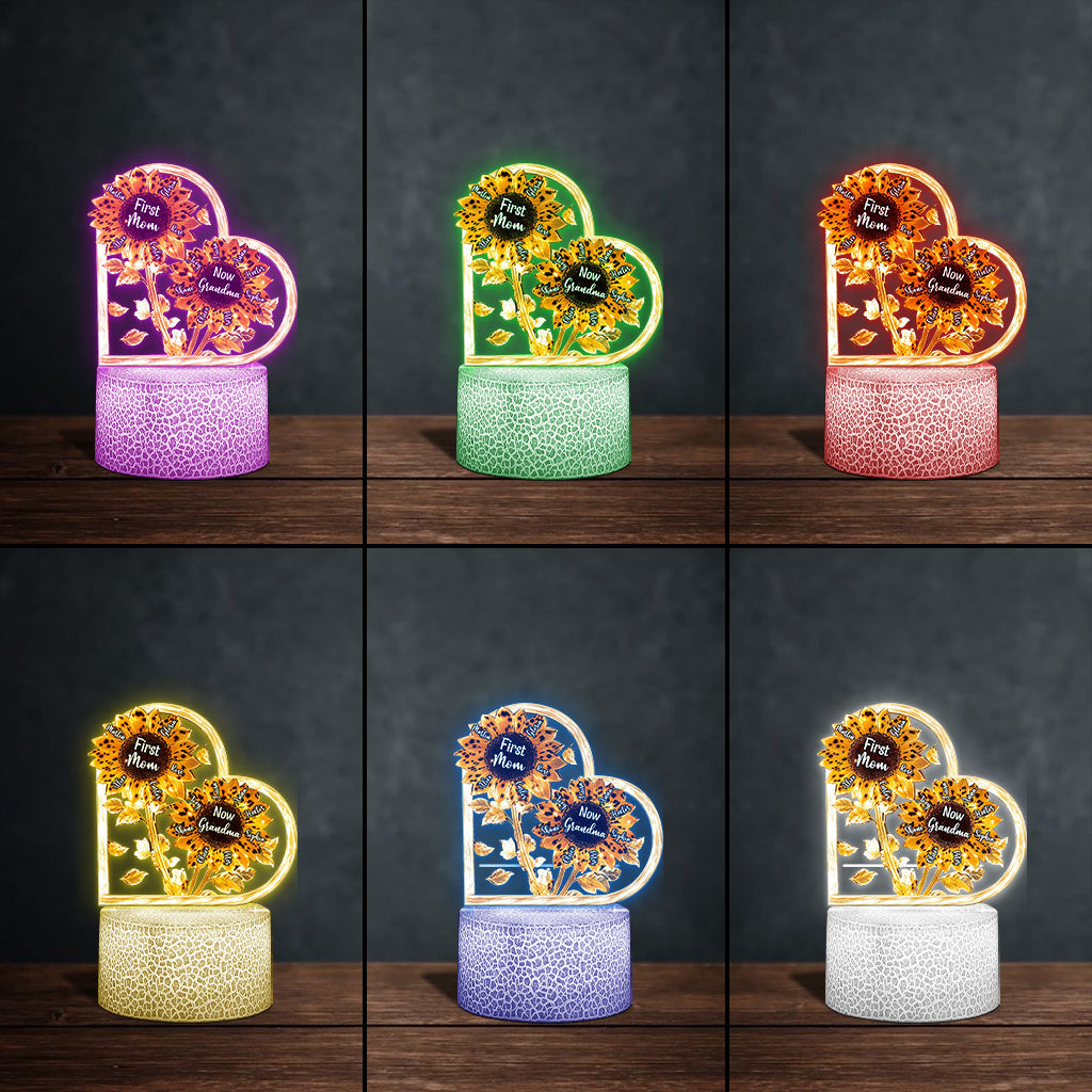 First Mom Now Grandma - Personalized Grandma Shaped Plaque Light Base