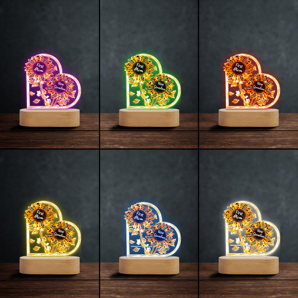 First Mom Now Grandma - Personalized Grandma Shaped Plaque Light Base