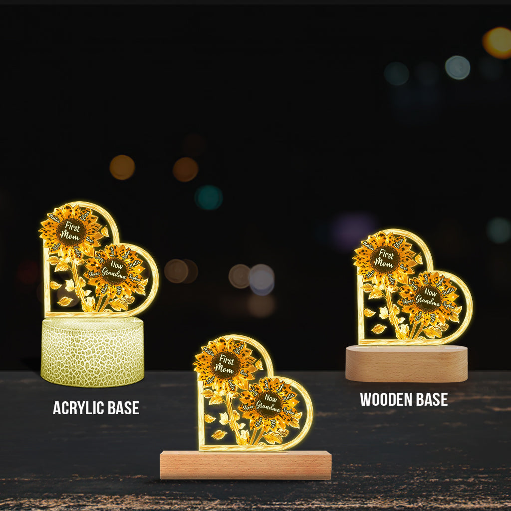First Mom Now Grandma - Personalized Grandma Shaped Plaque Light Base