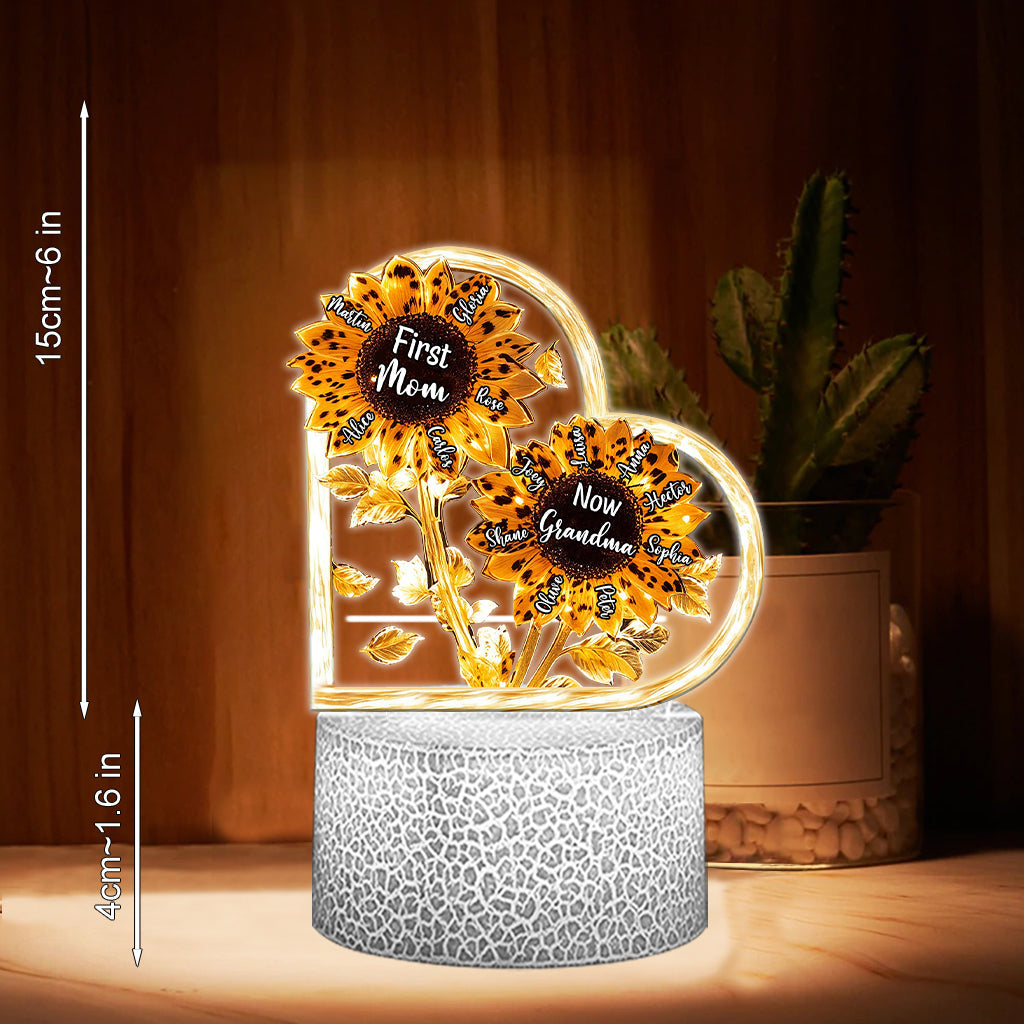 First Mom Now Grandma - Personalized Grandma Shaped Plaque Light Base