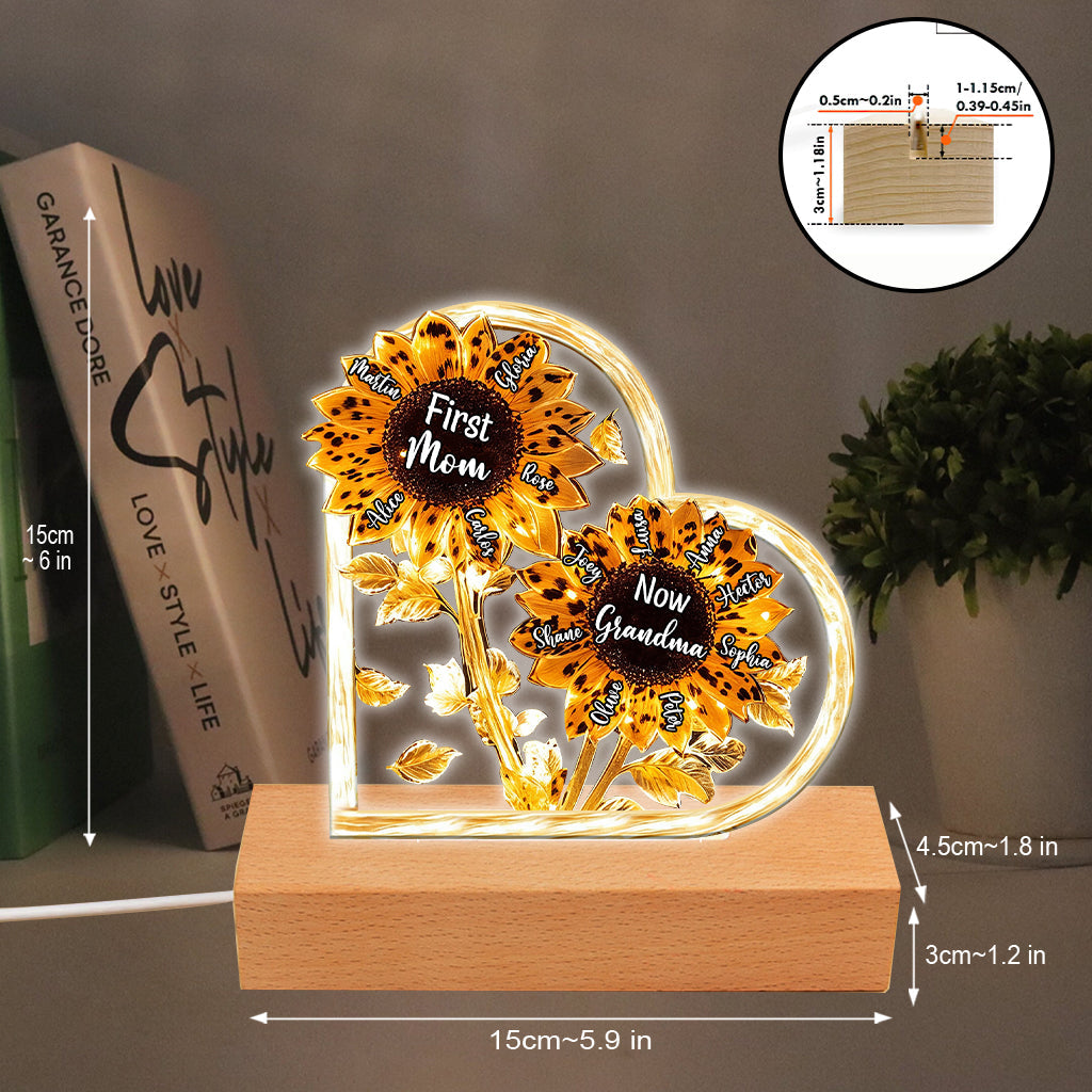 First Mom Now Grandma - Personalized Grandma Shaped Plaque Light Base