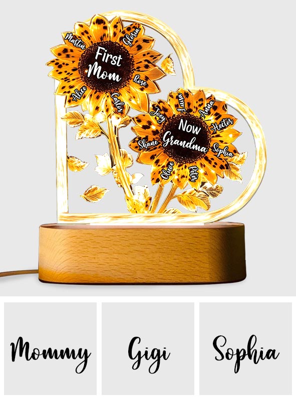 First Mom Now Grandma - Personalized Grandma Shaped Plaque Light Base
