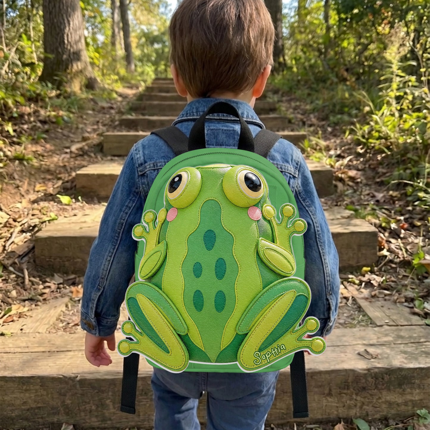 For Who Love Frogs - Personalized Frog Changeable Leather Patch Backpack