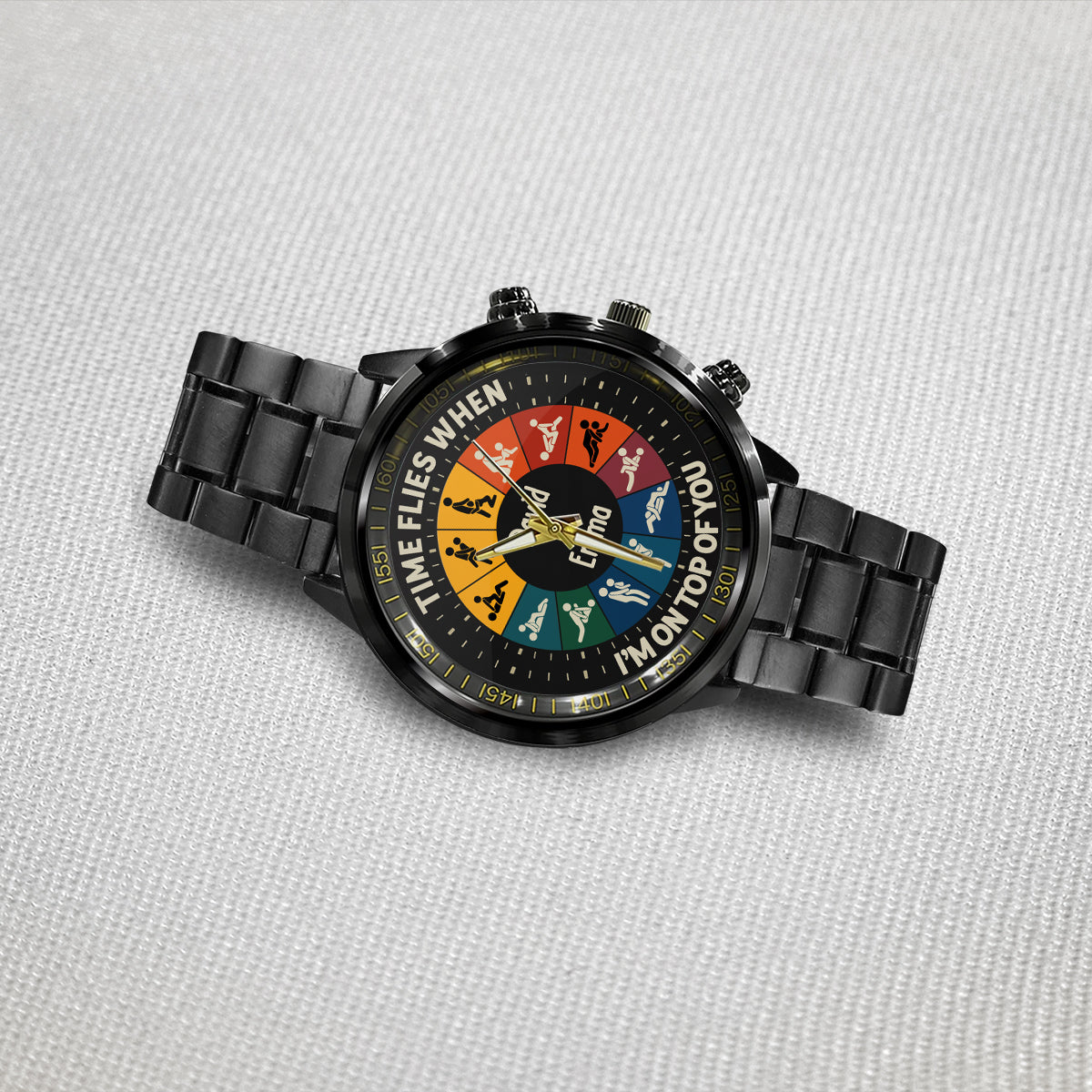 Time Flies When I’m On Top Of You - Personalized Couple Hand Watch