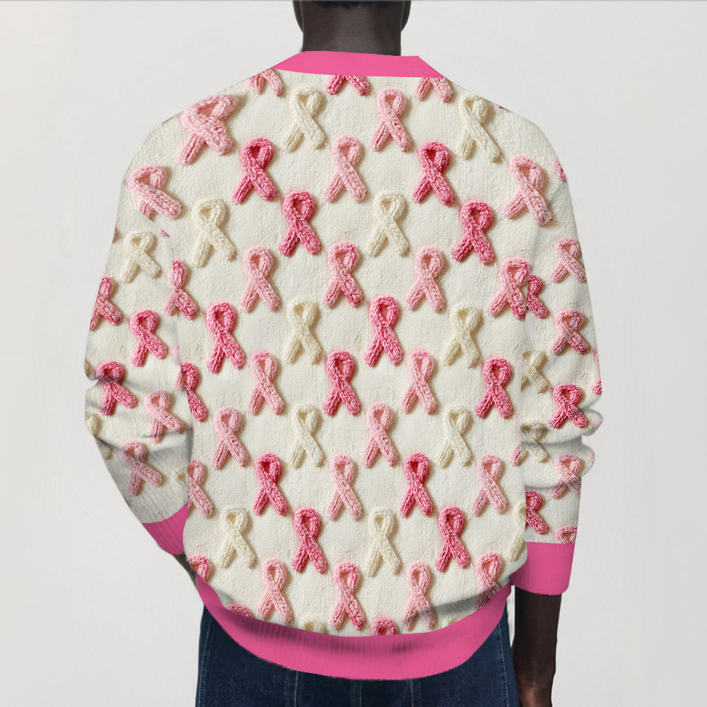 In October We Wear Pink - Personalized Breast Cancer Awareness Cardigan Sweater
