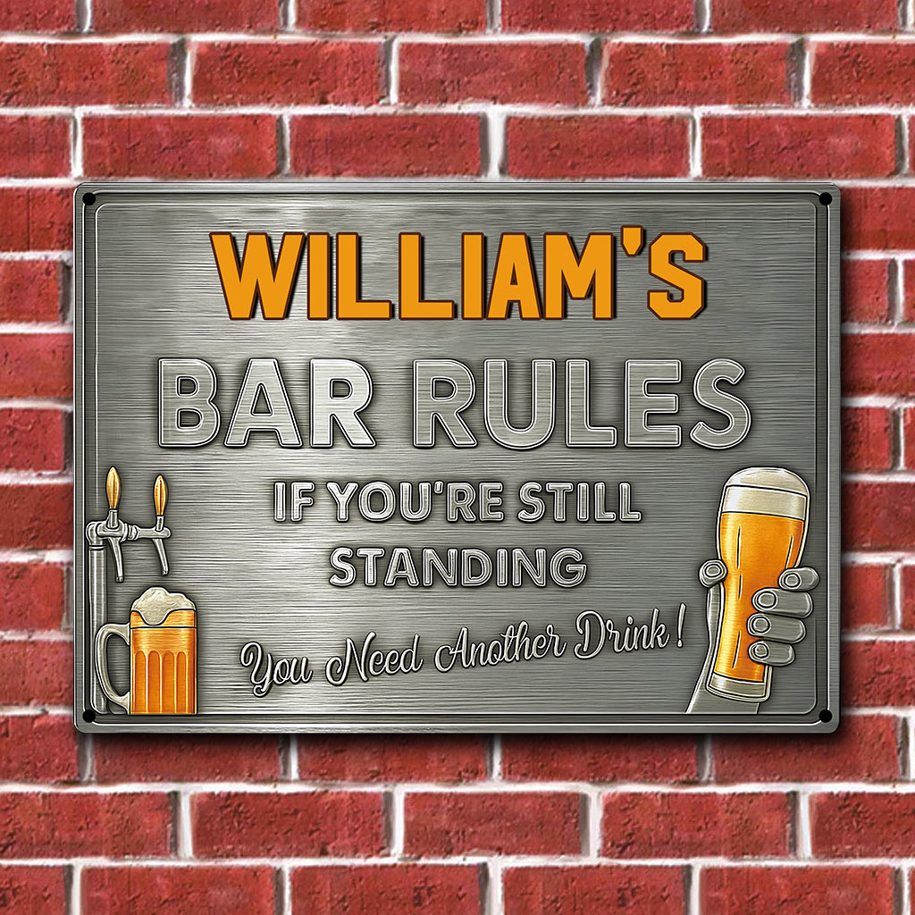 Bar Rules - Personalized Beer Rectangle Metal Sign