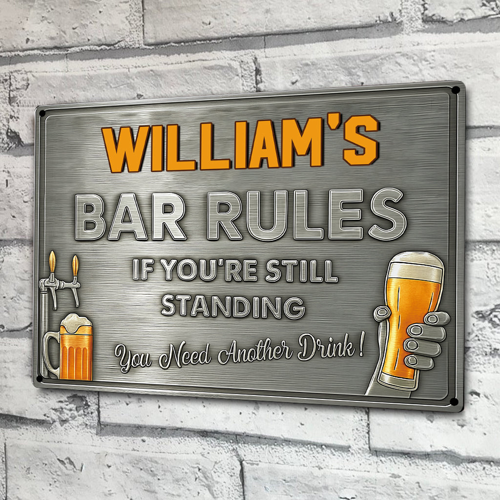 Bar Rules - Personalized Beer Rectangle Metal Sign