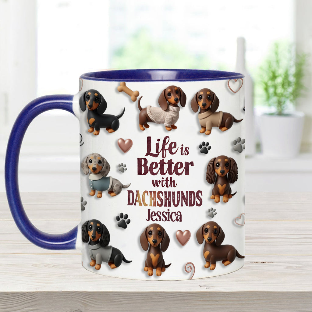 Life Is Better With Dogs - Personalized Dog Accent Mug