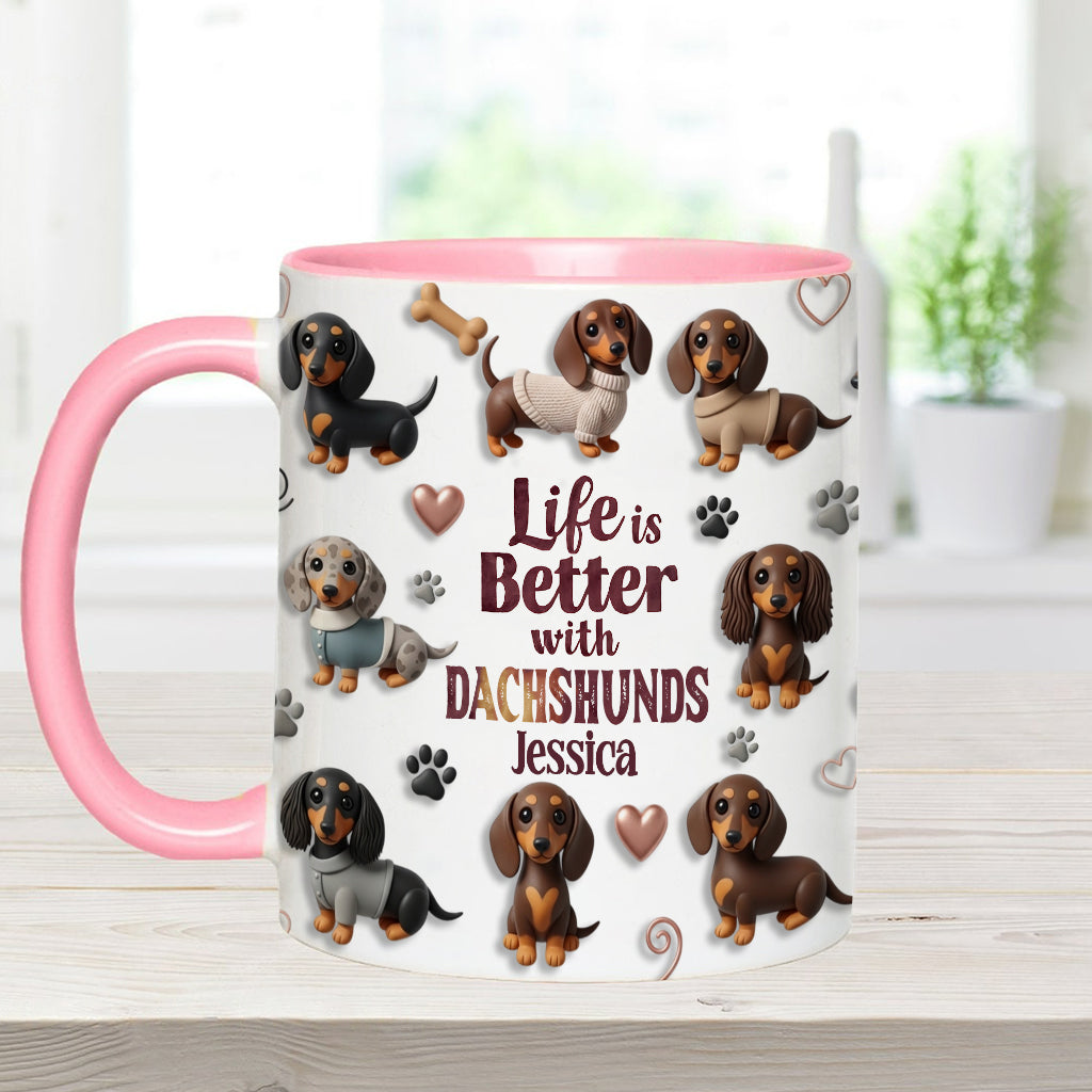 Life Is Better With Dogs - Personalized Dog Accent Mug