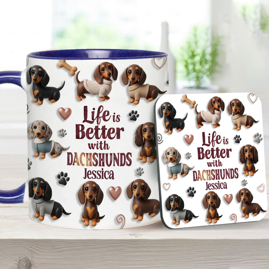 Life Is Better With Dogs - Personalized Dog Accent Mug