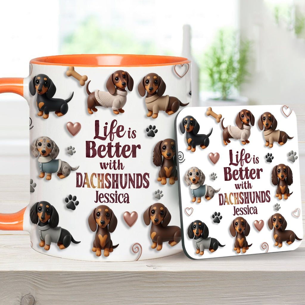 Life Is Better With Dogs - Personalized Dog Accent Mug