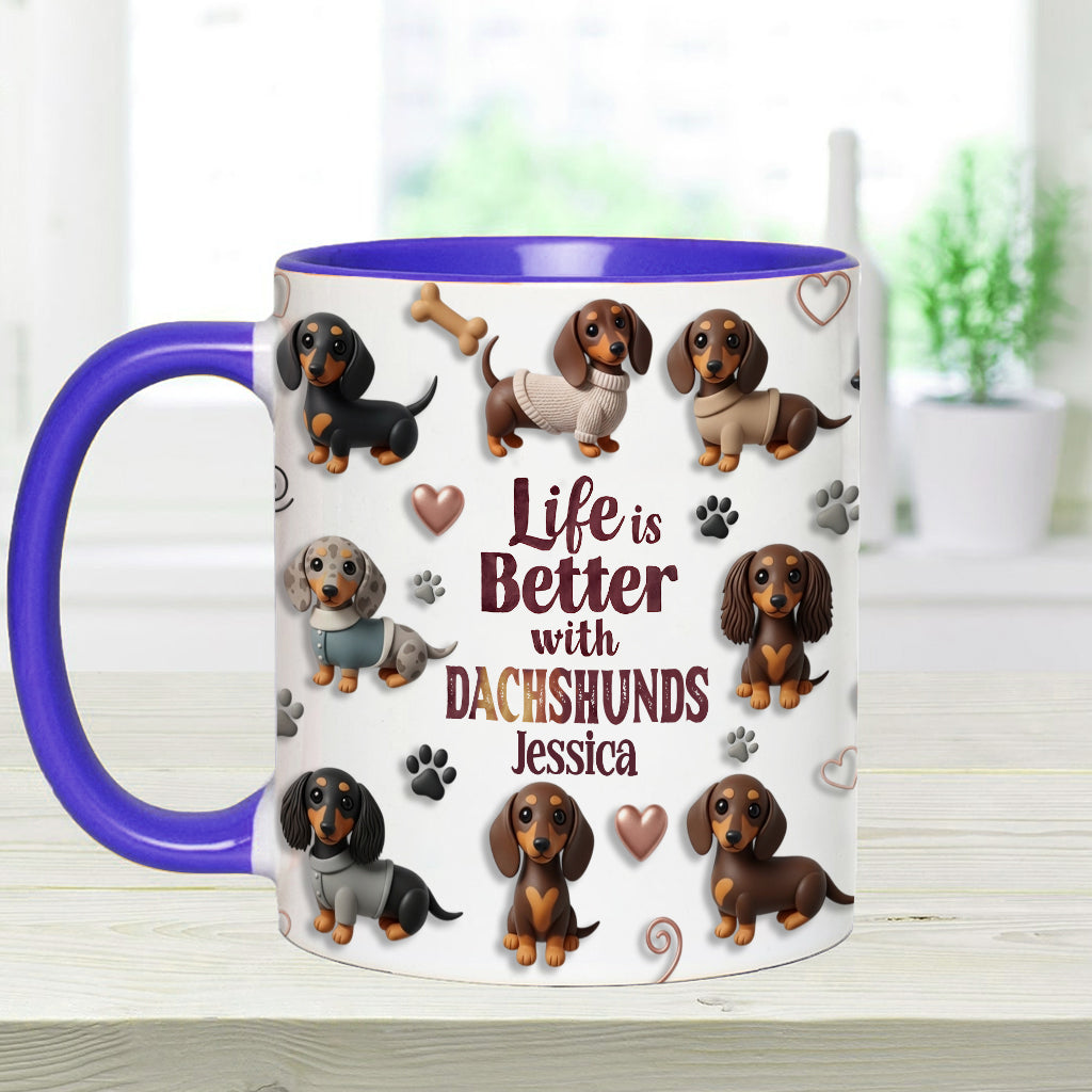 Life Is Better With Dogs - Personalized Dog Accent Mug