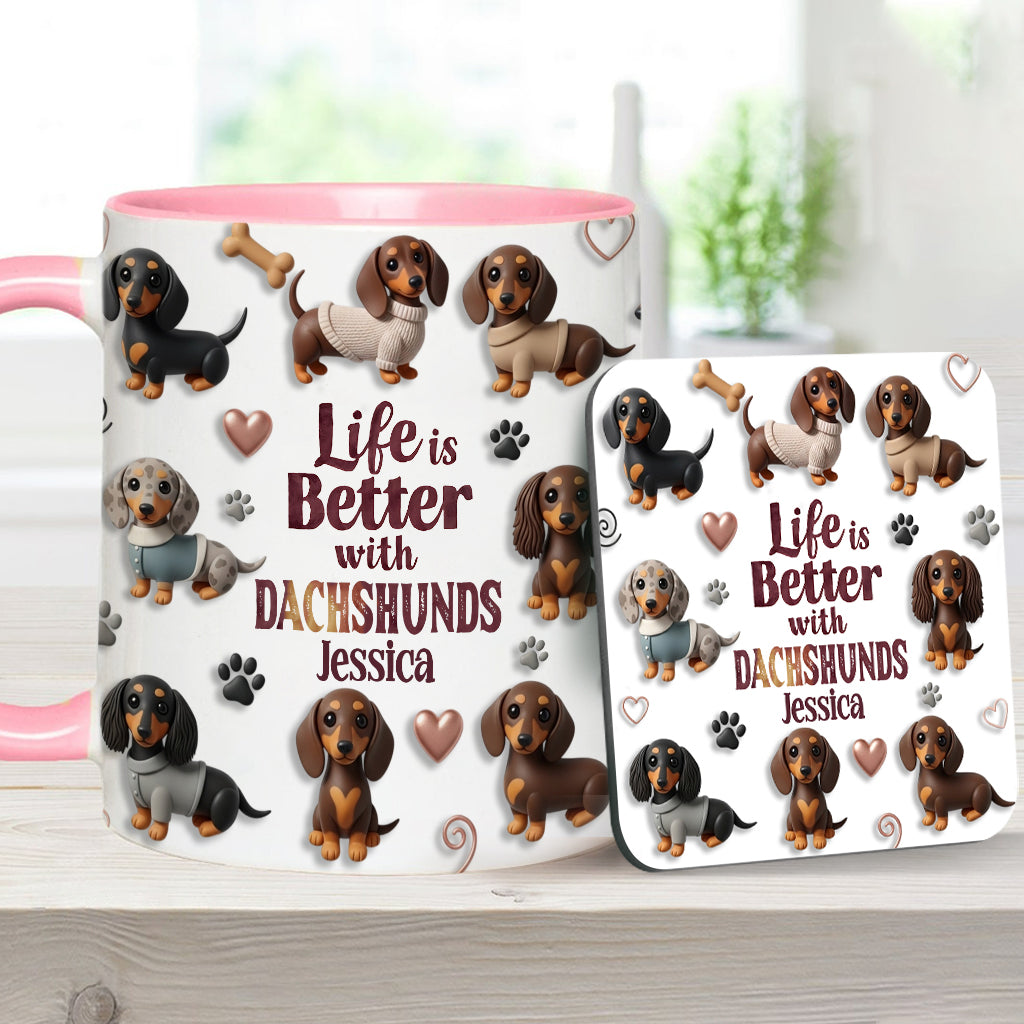 Life Is Better With Dogs - Personalized Dog Accent Mug