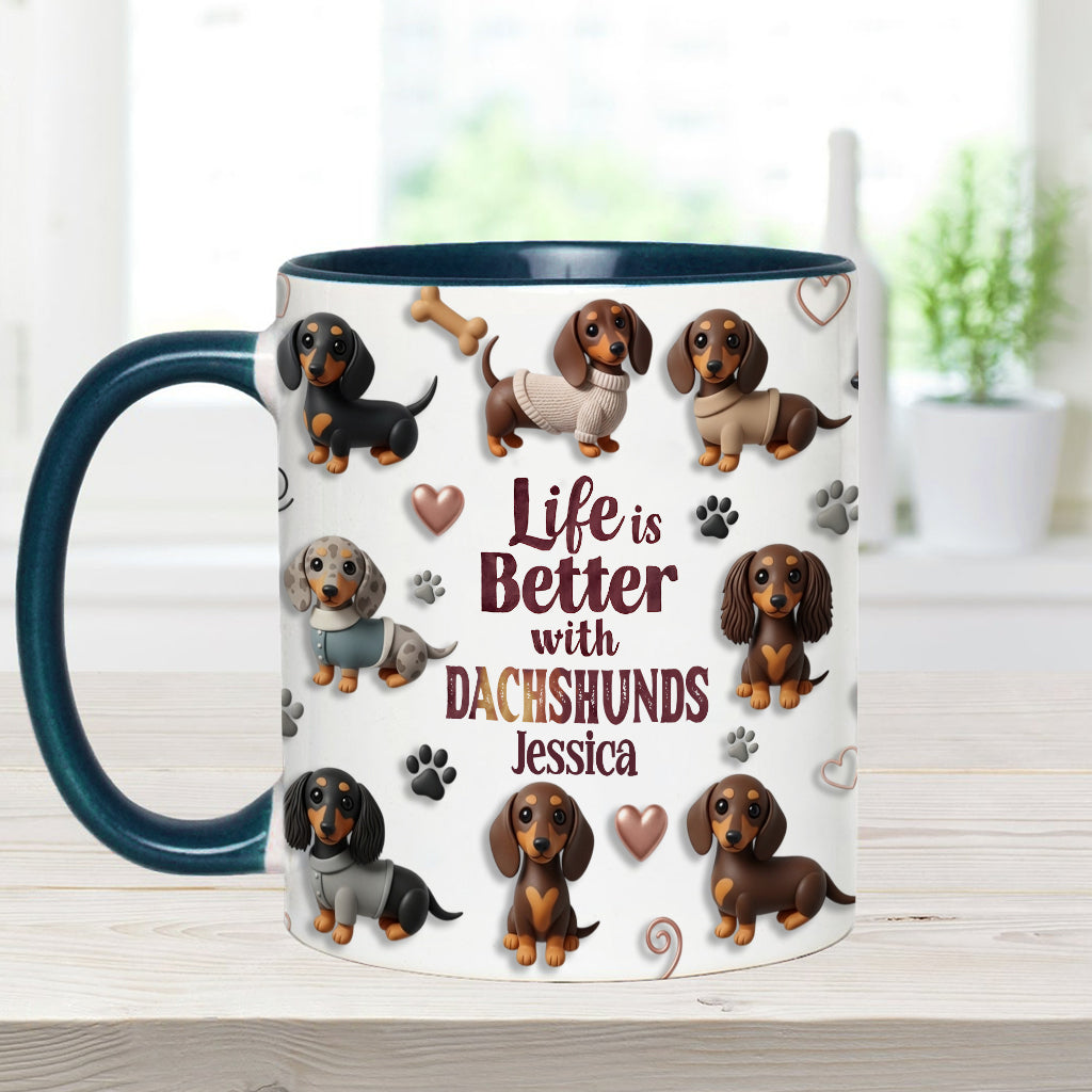 Life Is Better With Dogs - Personalized Dog Accent Mug