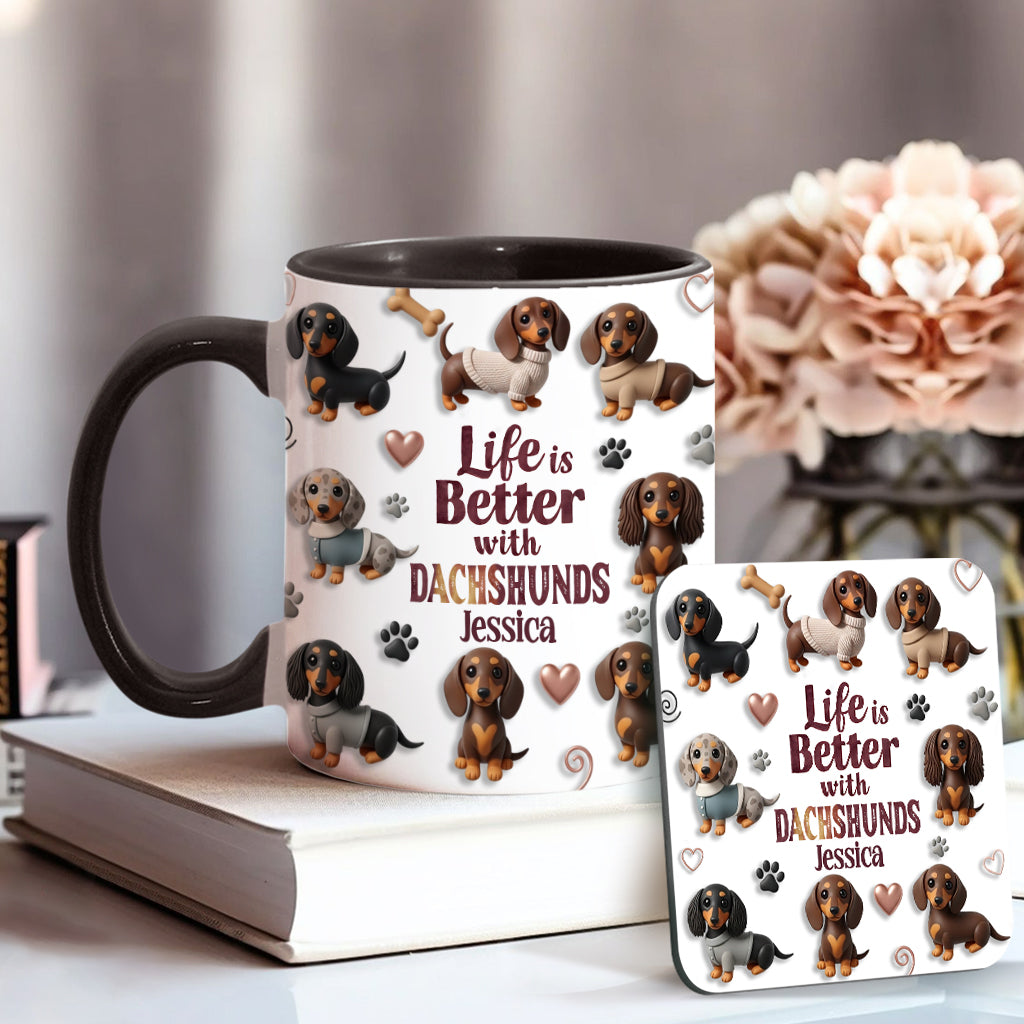 Life Is Better With Dogs - Personalized Dog Accent Mug