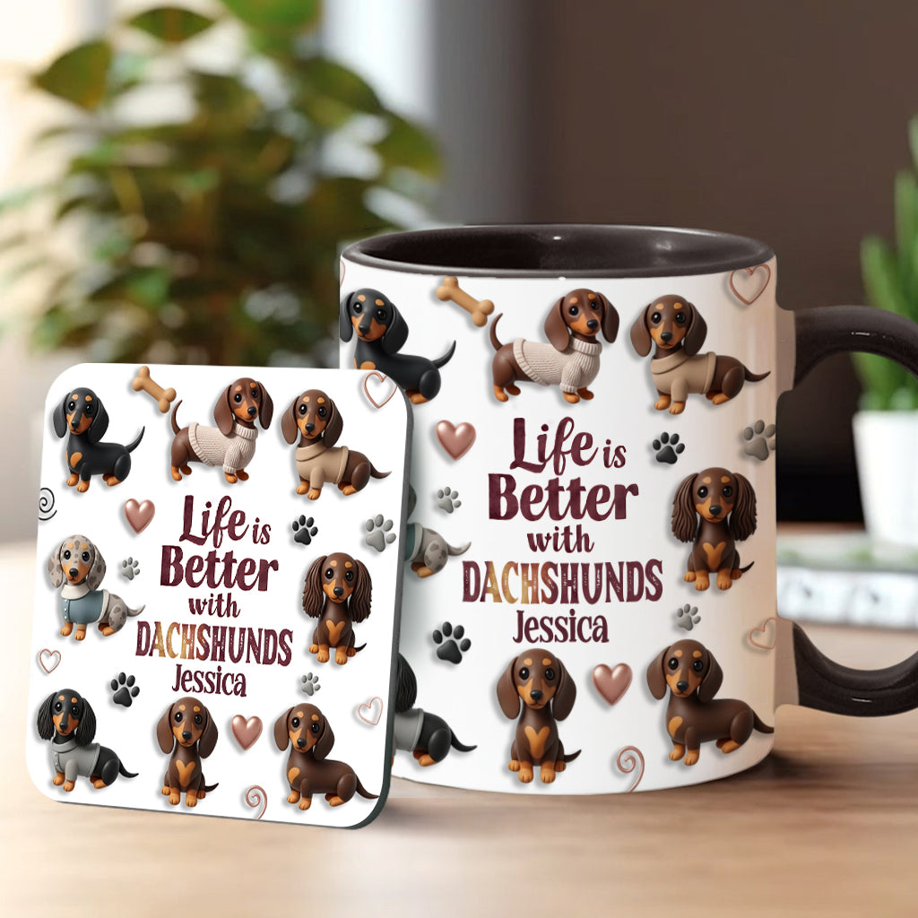 Life Is Better With Dogs - Personalized Dog Accent Mug