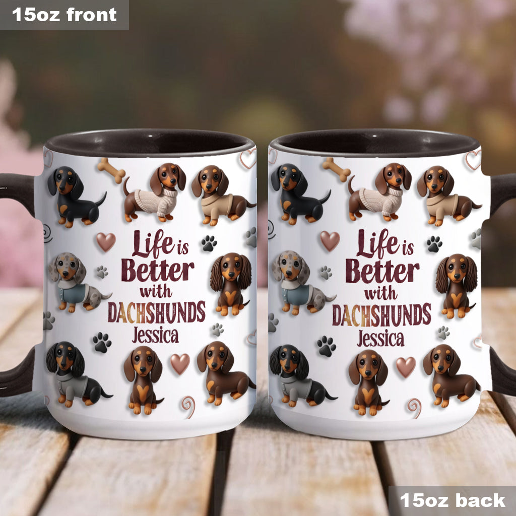 Life Is Better With Dogs - Personalized Dog Accent Mug