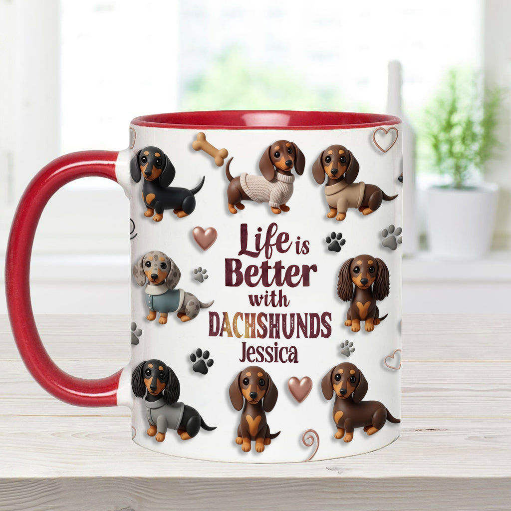 Life Is Better With Dogs - Personalized Dog Accent Mug