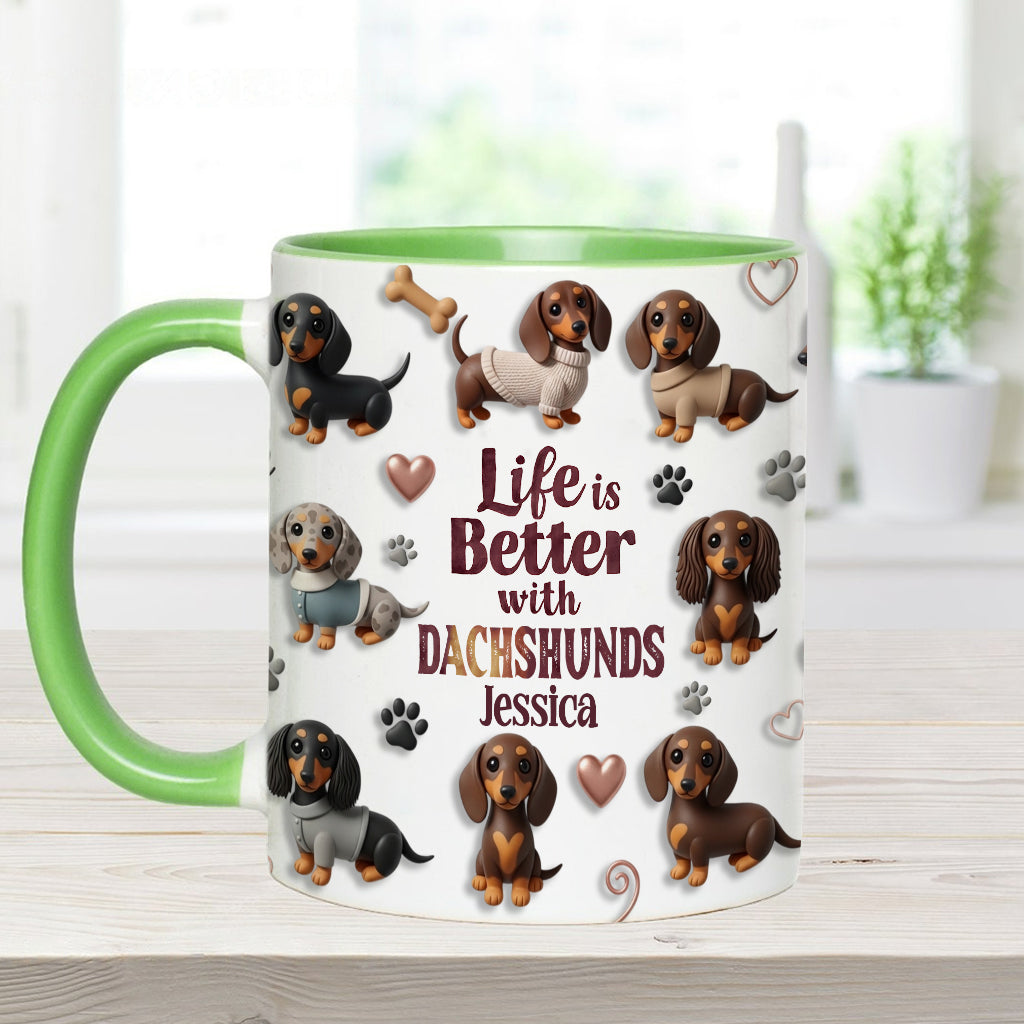 Life Is Better With Dogs - Personalized Dog Accent Mug