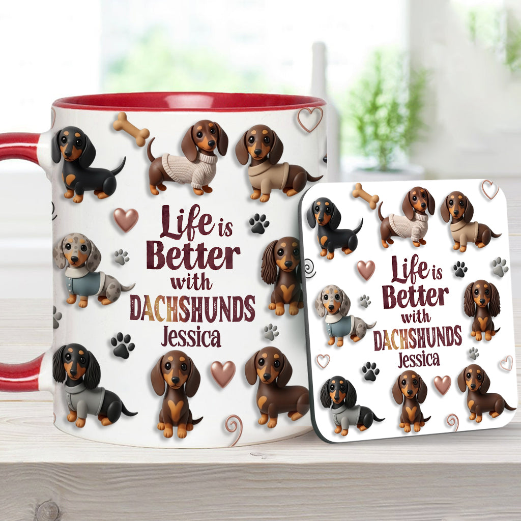 Life Is Better With Dogs - Personalized Dog Accent Mug