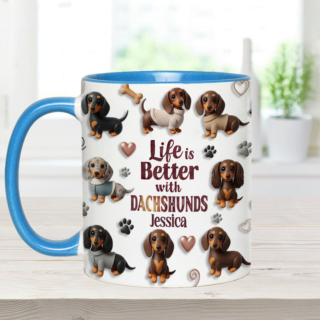 Life Is Better With Dogs - Personalized Dog Accent Mug