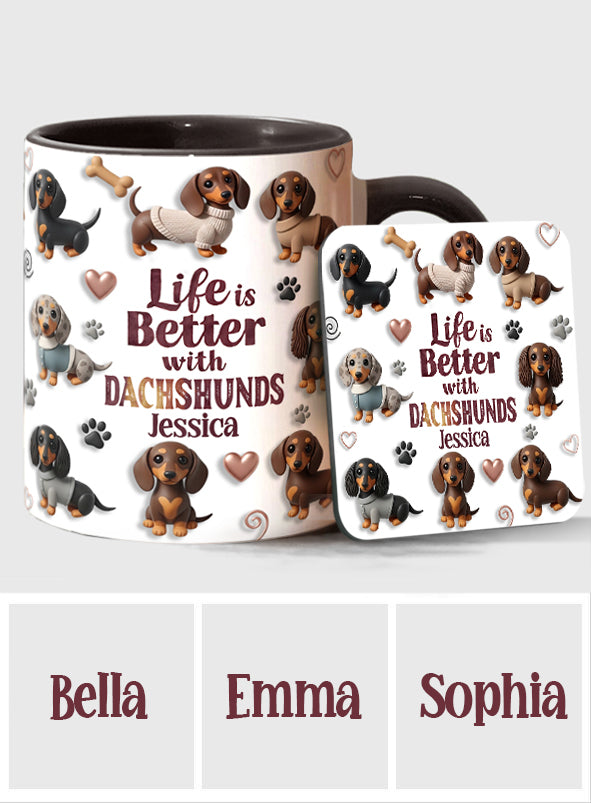 Life Is Better With Dogs - Personalized Dog Accent Mug