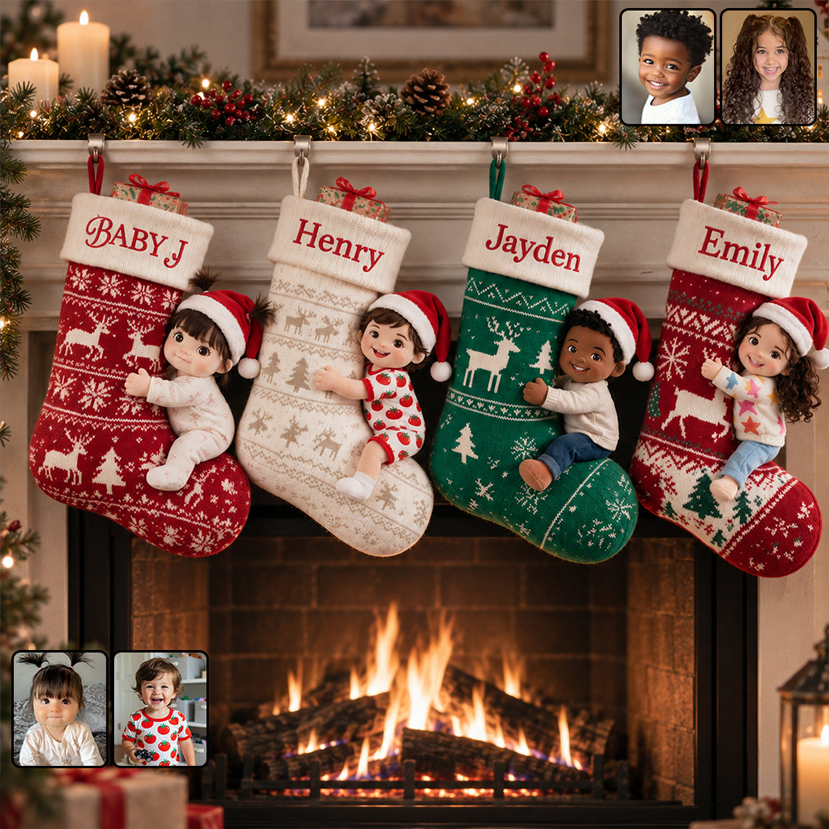Little Christmas - Personalized Kid Shaped Christmas Stocking