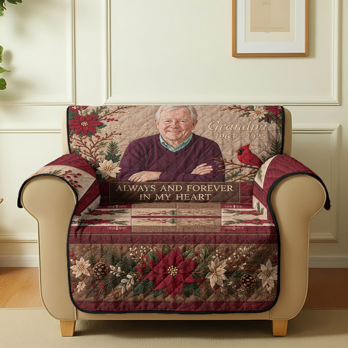Those We Love Don't Go Away - Personalized Memorial Quilted Sofa/Couch Cover