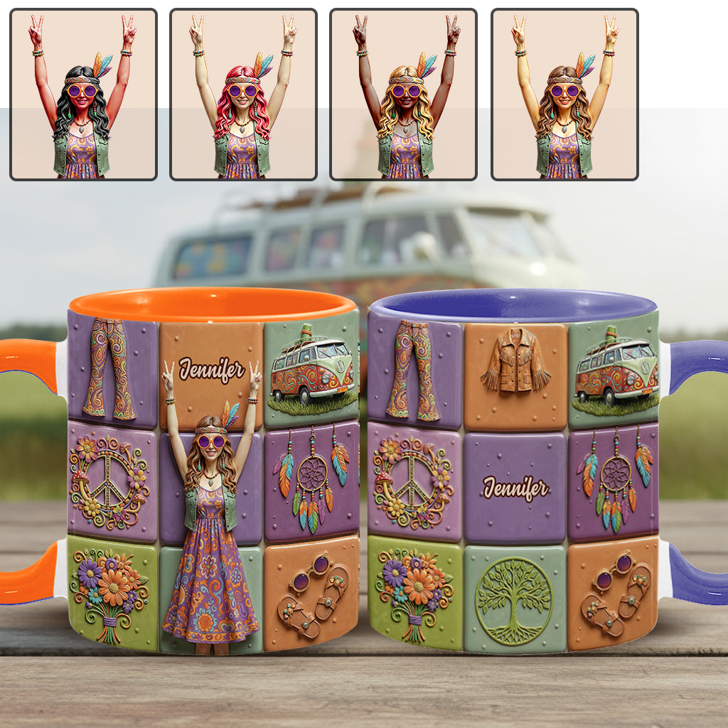 Peace Love Hippe Life - Personalized Hippie Accent Mug