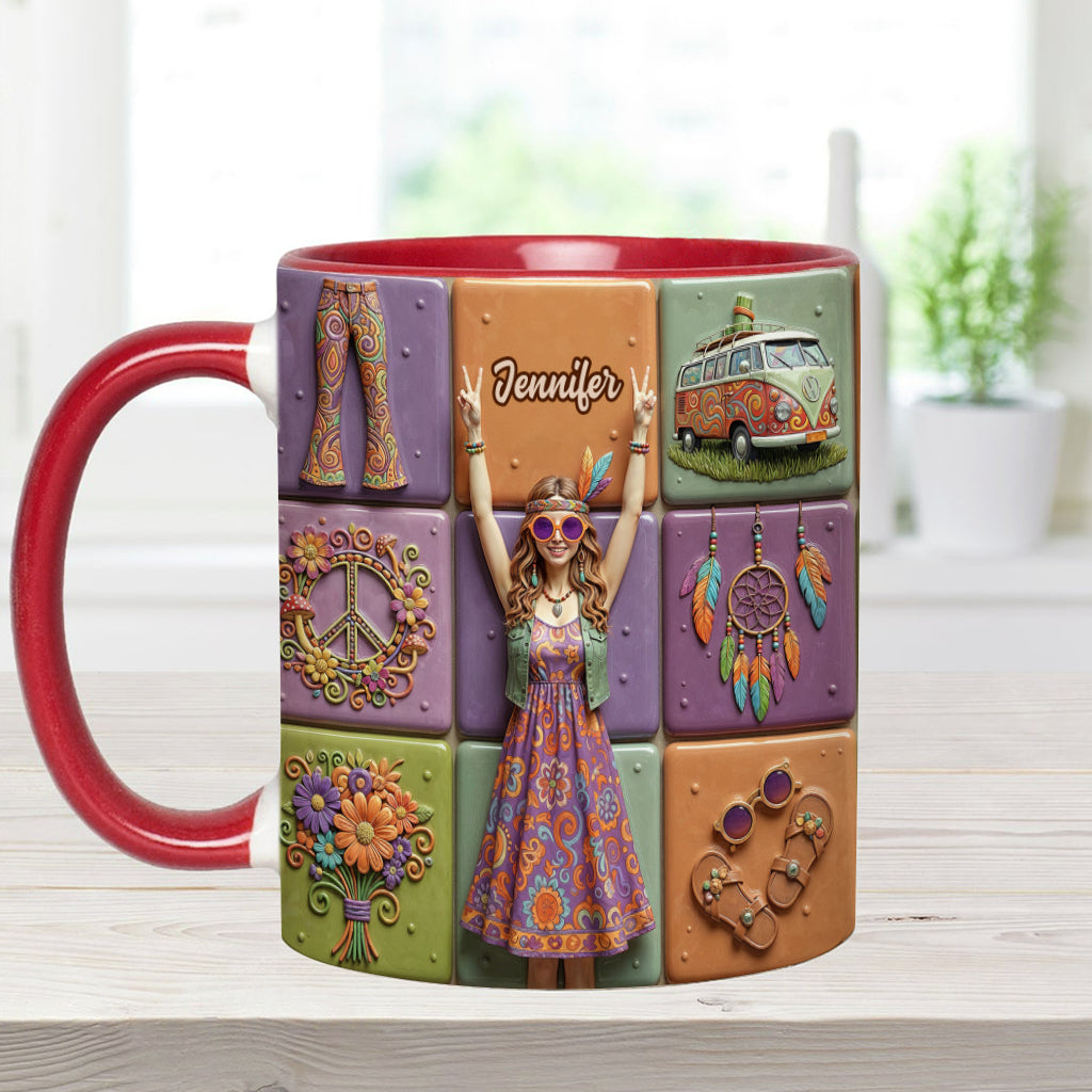 Peace Love Hippe Life - Personalized Hippie Accent Mug