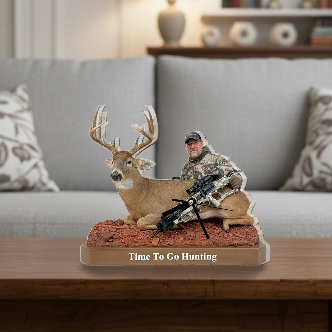 Time To Go Hunting - Personalized Hunting Desk Clock Plaque