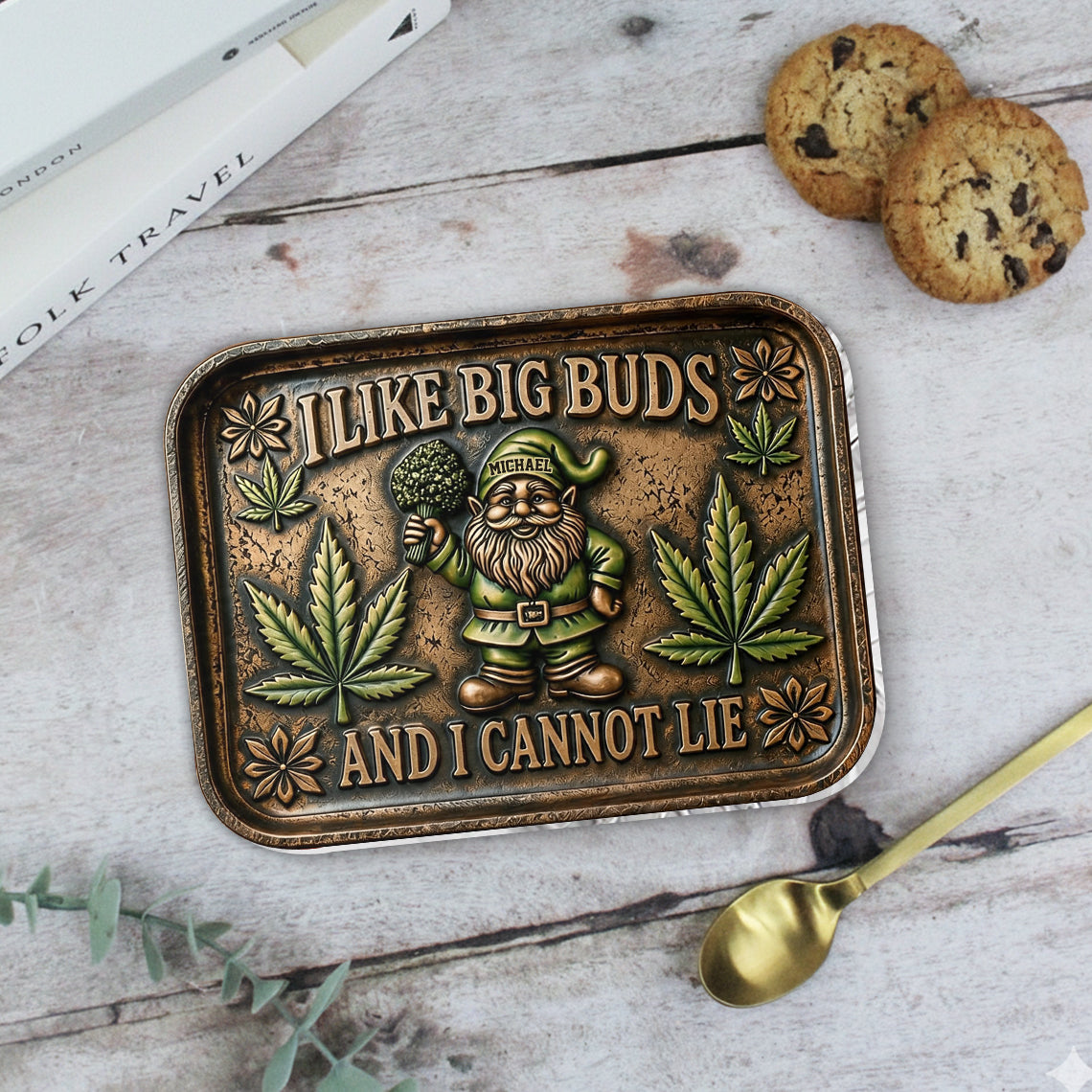I Like Big Buds, Gnome Rolling Tray & Lighter - Personalized Weed Catch-All Tray With Lighter