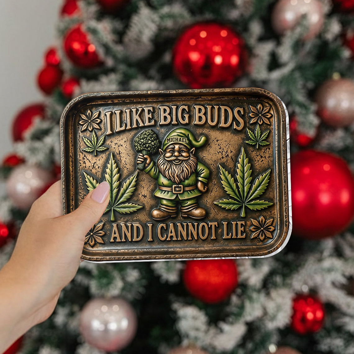 I Like Big Buds, Gnome Rolling Tray & Lighter - Personalized Weed Catch-All Tray With Lighter