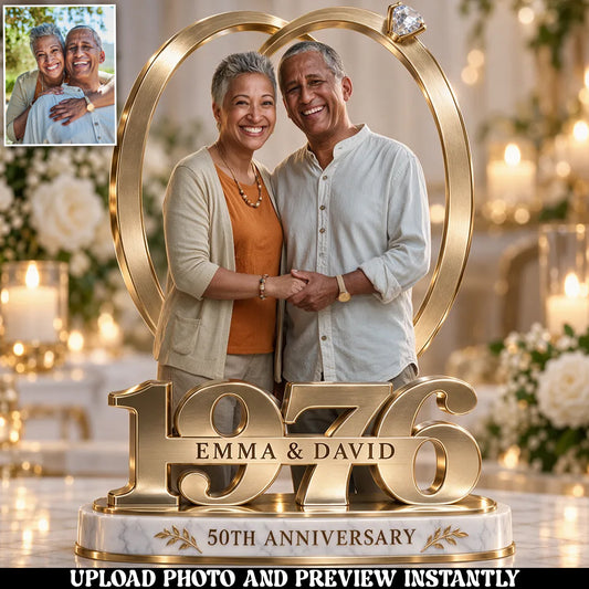Personalized Couple Gift, Romantic Anniversary Figurine for Husband Wife with Names and Date, Boyfriend Girlfriend Gift - Personalized Couple Custom Shaped Acrylic Plaque